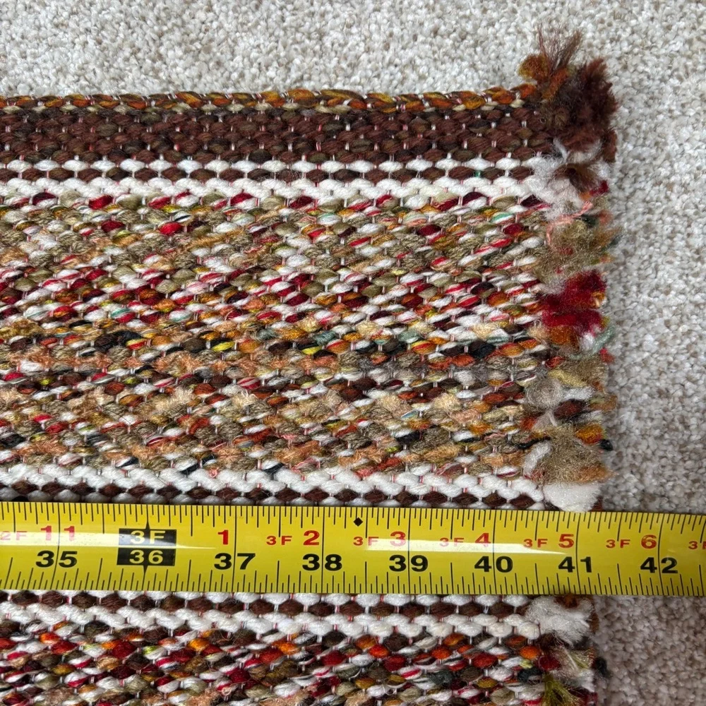 Vintage Multi-Color Woven Multicolor Hook Rug Kitchen Throw Decorative 41x24